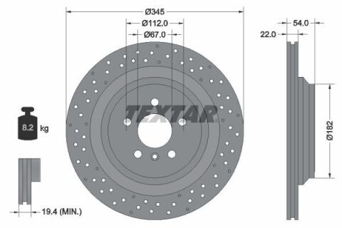 Диск тормозной (задний) MB V-class (W166) 11-15/GLE (X166) 12-19 (345x22) PRO