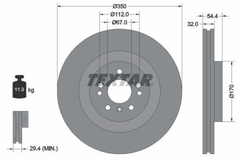 Диск тормозной (передний) MB M-class (W166)/GL-class (X166) 11-(350x32) PRO+