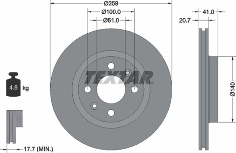 Диск тормозной (передний) Renault Kangoo 97-/Logan 04- (259x20.7) PRO