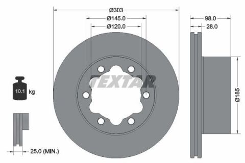 Диск тормозной (задний) VW Crafter 16-(303x28) PRO