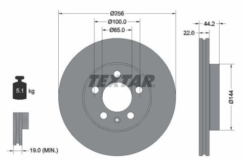 Диск тормозной (передний) Audi A1/Seat Ibiza/VW Polo 17-(256x22) PRO