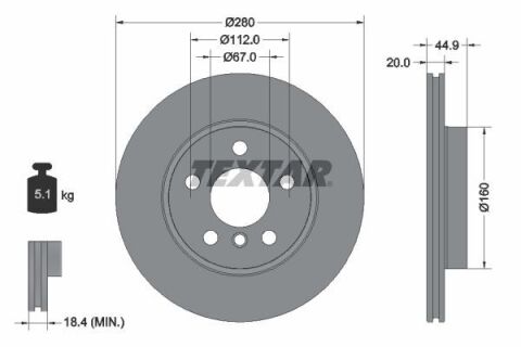 Диск гальмівний (передній) BMW i3 (I01) 13- (280x20) (з покриттям) (вентильований) PRO