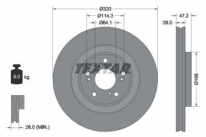 Диск тормозной (передний) Honda CR-V 17-(320x28) PRO