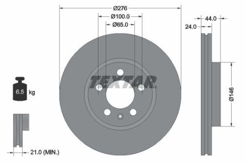 Диск тормозной (передний) Audi A1/VW Polo 17-(276x24) PRO