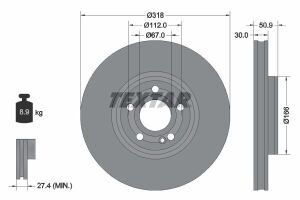 Диск тормозной (передний) MB A-class (W177)/GLB-class (X247) 18-(318x30) PRO+