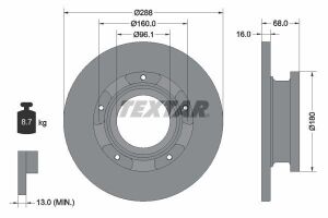 Диск тормозной (задний) Ford Transit 12-(288x16) PRO