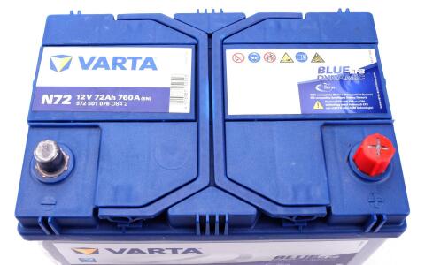 Акумуляторна батарея 72Ah/760A (261x175x220/+R/B01) (Start-Stop EFB) Blue Dynamic N72 Азія