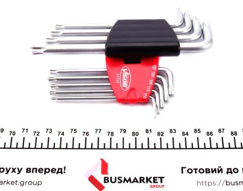 Набір ключів торцевих Г-подібних (9 шт) (T10/T15/T20/T25/T27/T30/T40/T50)