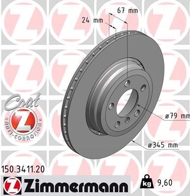 Диск тормозной (задний) BMW 7 (E65/E66/E67) 01-08 (345x24) (с покрытием) (вентилированный)