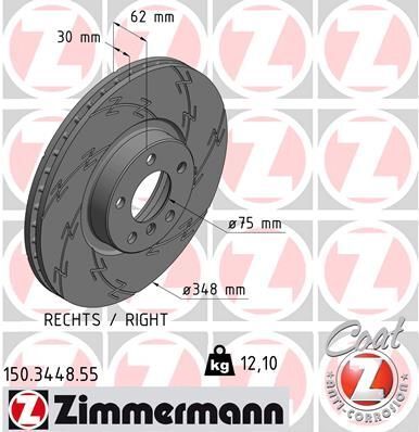 Диск гальмівний (передній) BMW X5 (E70/F15/F85)/X6 (E71/E72/F16/F86) 07- (R) (348x30) (з покр) (вент)