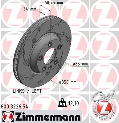 Диск тормозной (передний) Audi Q7 06-15/Porsche Cayenne 02-/VW Touareg 02-10(350x34) (L)(с прорезью)