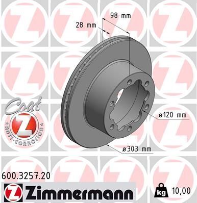 Диск тормозной (задний) VW Crafter 16-(303x28) (с покрытием) (вентилированный)