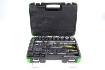 набор инструментов комбинированный 1/2", 1/4" (головки 12-граней, биты) 74 ед. (хромированные)