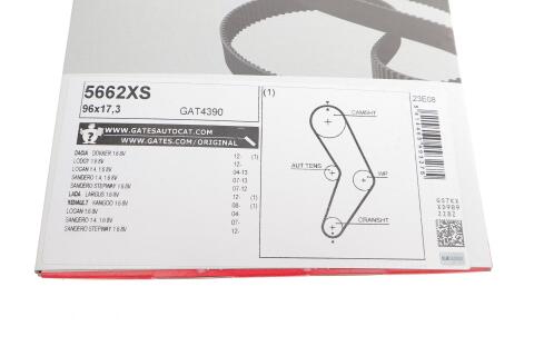 Ремінь ГРМ Renault Kangoo 1.4/1.6i 08- Ремінь ГРМ Renault Kangoo 1.4/1.6i 08-