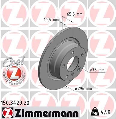 Диск тормозной (задний) BMW 1 (E81/E87)/3 (E90/E92) 05-13 (296x10.5) (с покрытием) (полный)