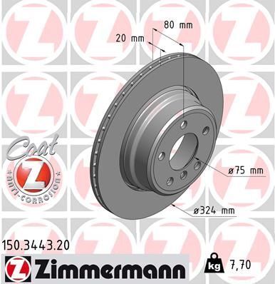 Диск тормозной (задний) BMW X5 (E53) 4.4-4.8 02-06 (324x20) (с покрытием) (вентилированный)