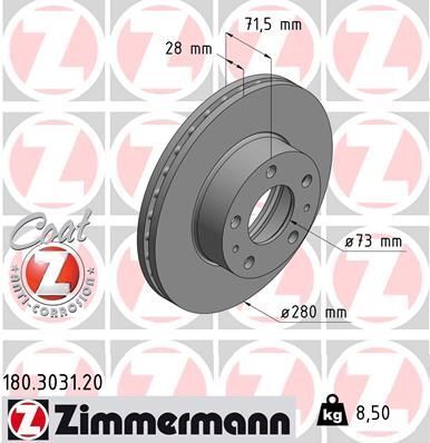 Диск тормозной (передний) Citroen Jumper/Fiat Ducato/Peugeot Boxer 15-(280x28) (с покрытием)(вент.)