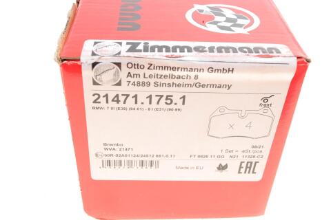 Колодки тормозные (передние) BMW 7 (E38) 94-01/8 (E31) 90-99 (Brembo)