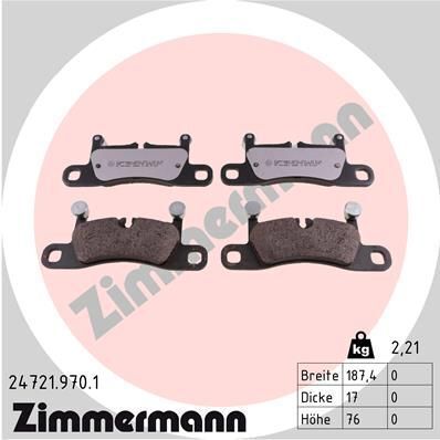 Колодки тормозные (задние) VW Touareg/Porsche Cayenne 10-(187.4x76)(Brembo)(с низким продуцированием пыли)