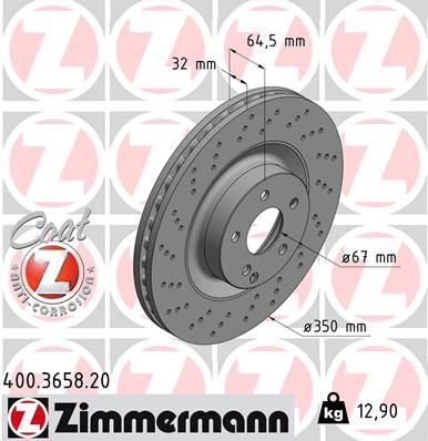 Диск тормозной (передний) MB S-class (W221)/E-class (W211) 03-13 (350x32)(с покр)(с отверстиями(вентил)