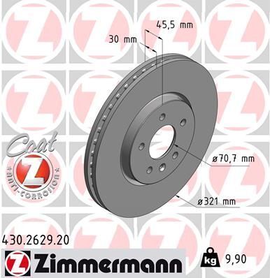 Диск тормозной (передний) Opel Astra J 09-/Zafira C 11- (321x30) (с покрытием) (вентилированый)