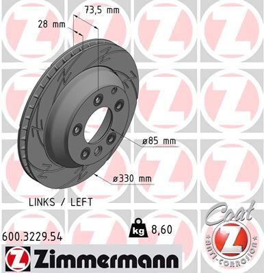 Диск тормозной (задний) Porsche Cayenne 06-/VW Touareg 02- (330x28) (L) (с прорезью) (вент)