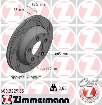 Диск тормозной (задний) Porsche Cayenne 06-/VW Touareg 02- (330x28) (R) (с прорезью) (вент)