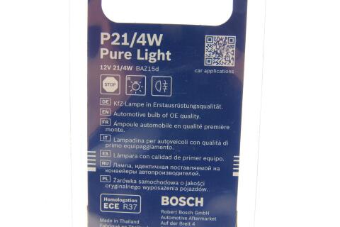 Автолампа P21/4W 12V 21/4W BAZ15d Pure Light