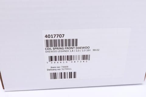 Пружина (передняя) Daewoo Leganza 2.0 16V 97-04 (седан)