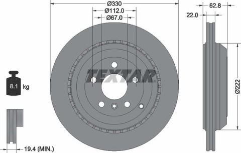 Диск тормозной (задний) MB GL-class (X164)/M-class (W164) 06- (330x22) PRO