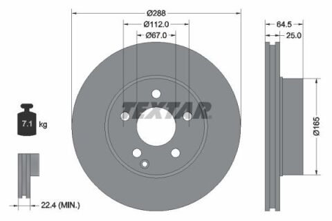 Диск тормозной (передний) MB C-class (W204/S204) 07-14 (288x25) PRO