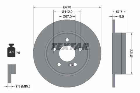 Диск тормозной (задний) MB C-class (W204/S204/C204) 07- (278x9) PRO