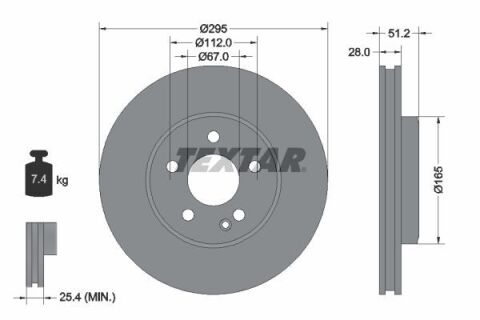 Диск тормозной (передний) MB A-class (W176)/B-class (W246)/ GLA-class(X156) 11-18 (295x28) PRO