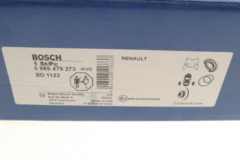 Диск тормозной (задний) Renault Laguna II/Scenic II (274x11) (+ABS) с подшипником Диск тормозной (задний) Renault Laguna II/Scenic II (274x11) (+ABS) с подшипником