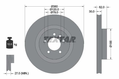 Диск тормозной (передний) Land Rover Discovery IV 09-/Range Rover Sport 05-13 (360x30) PRO+