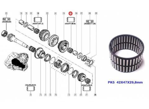 Підшипник КПП Renault Trafic (42x47x30)
