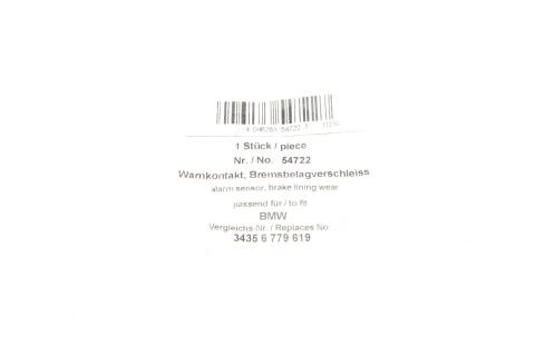 Датчик зносу гальмівних колодок (передніх) BMW 1 (E81/E82/E87)/E88)/3(E90/E91/E92/E93) 04-13 (679mm)