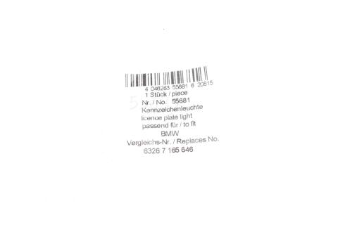 Фонарь освещения номерного знака BMW 3 (E90)/5 (E39/E60)/X6 (E71/E72) 95-14 M52/M57/N57/N63