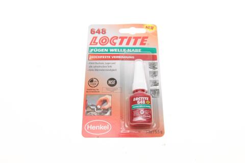 LOCTITE 648, 5ML Фіксатор анаеробний вал-втулковий (зелений) (високої фіксації)(проміжок 0.15)