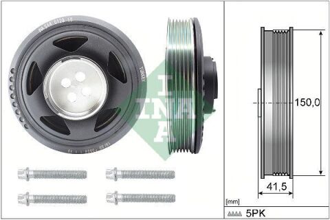 Шків колінвалу BMW 1 (F20/F21)/X1 (F48) 14- (150x41.5) (5PK) (з болтом), B37 D15 A