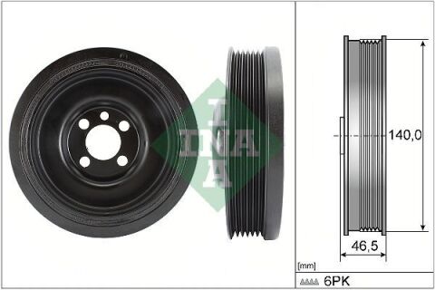 Шкив коленвала VW Caddy III 1.6TDI/2.0TDI 10-15, 55/62/75/81/103/125kw