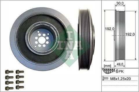 Шків колінвалу Audi A6/Q7VW Touareg 2.7/3.0TDI 02- (6PK) (з болтом)