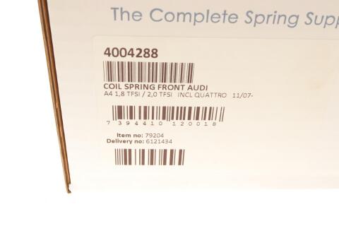 Пружина (передняя) Audi A4 1.8-2.0TFSI 07-15 (седан/универсал) (без спорт.ход.ч.)