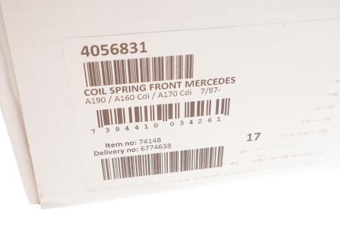 Пружина (передня) MB A-class (W168) A160CDI/A170CDI/A190/A210 98-04 (нах.зад.частина)