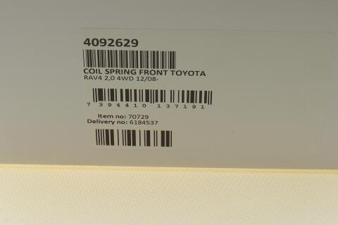 Пружина (передняя) Toyota Rav4 III 2.0 4WD 06-13 (SUV)