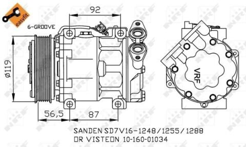 Компресор кондиціонера Ford Focus/C-Max 1.6TDCi 03-12/Mazda 3 1.6DI 04-09