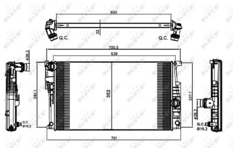 Радіатор охолодження BMW 1 (F20/F21)/3 F30/F34)/4 (F36/F33) 1.5-3.0i (B38/N20/N55)