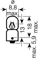 Автолампа T2W 24V 2W BA9s Standard (23,9 мм)