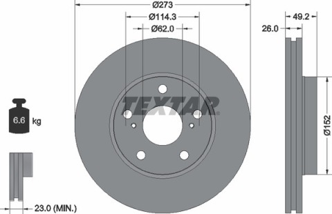 Диск тормозной (передний) Toyota Auris 07-13/ Corolla 06- (273x26) PRO