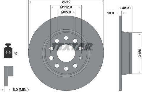 Диск тормозной (задний) VW Caddy 03-(272x10) PRO